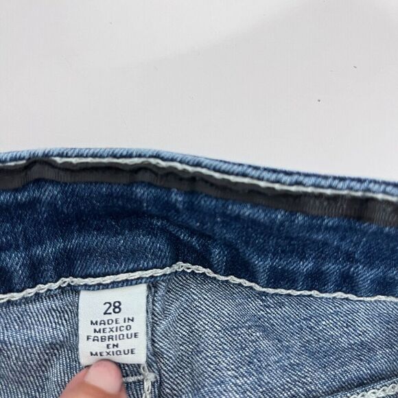 Vintage True Religion Jeans Women 28 Blue Boot Cut Distressed Rhinestones Y2K - Picture 4 of 15